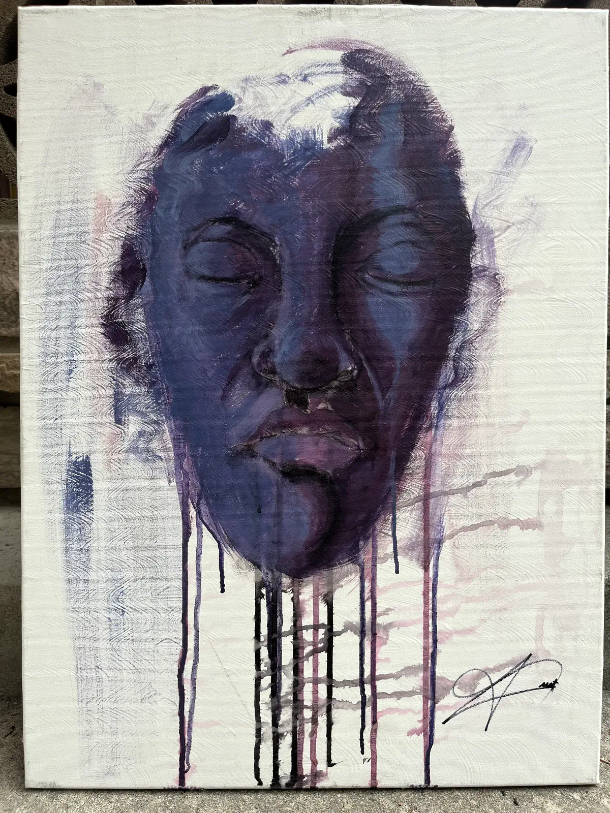 Drifting, original acrylic portrait painting on canvas by Amit Tejpal