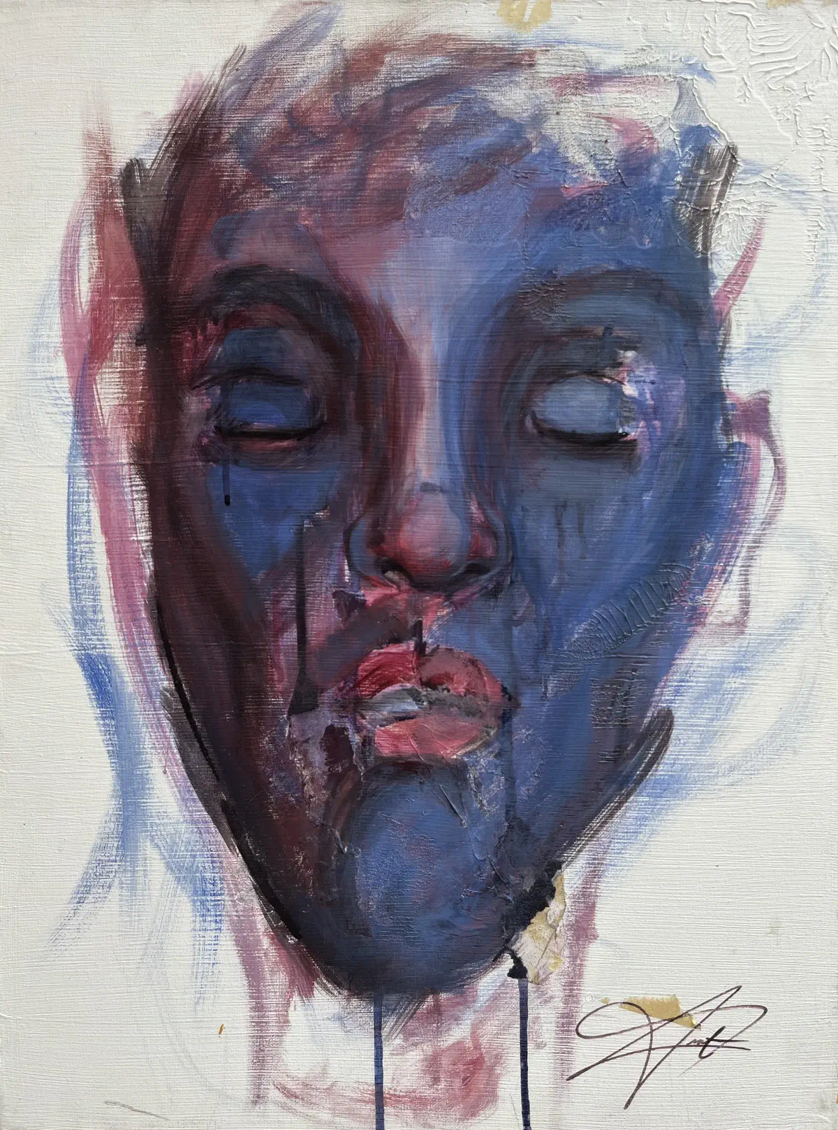 Immersed, original acrylic portrait painting on canvas by Amit Tejpal