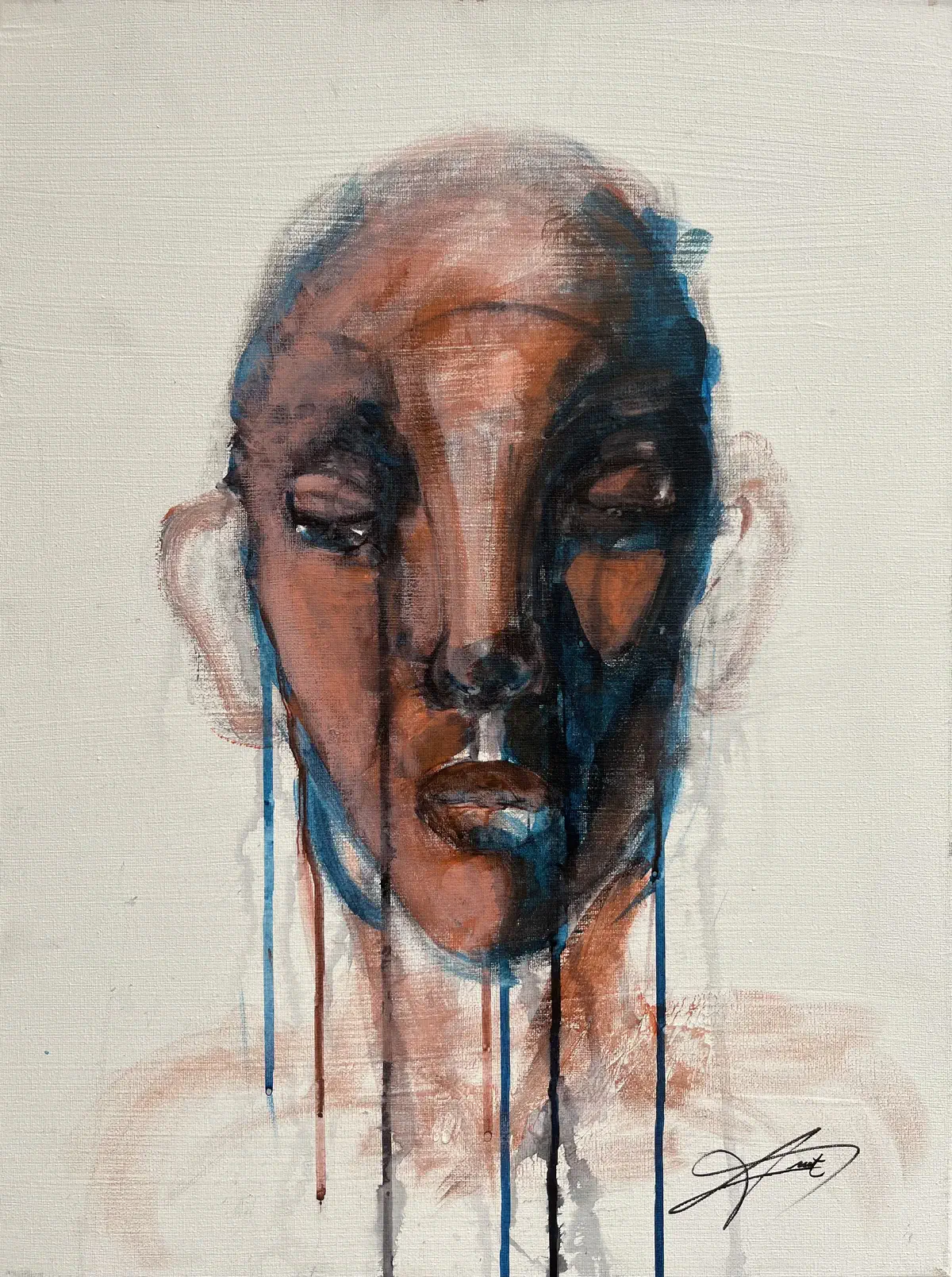 Soul Eclipse, original acrylic portrait painting on canvas by Amit Tejpal